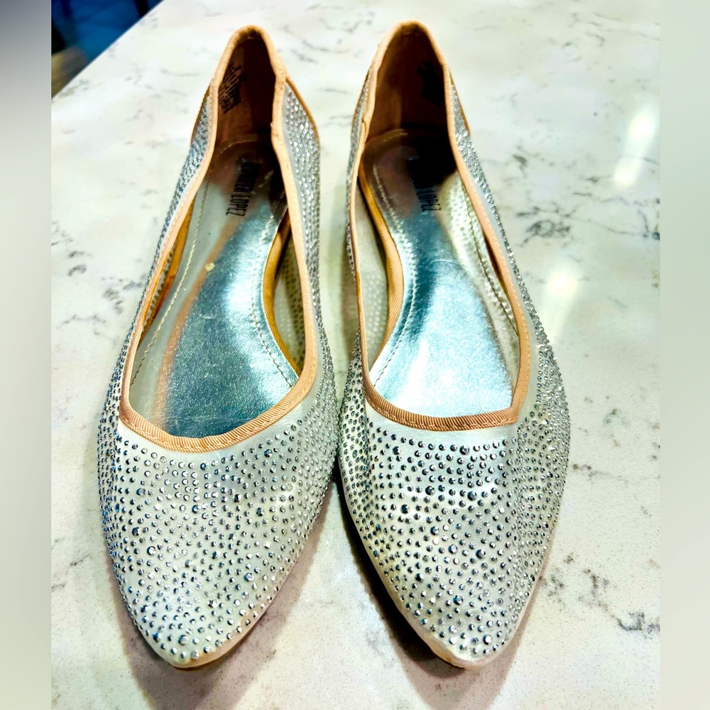 Gorgeous Sheer Jennifer Lopez Flats with Silver Bling